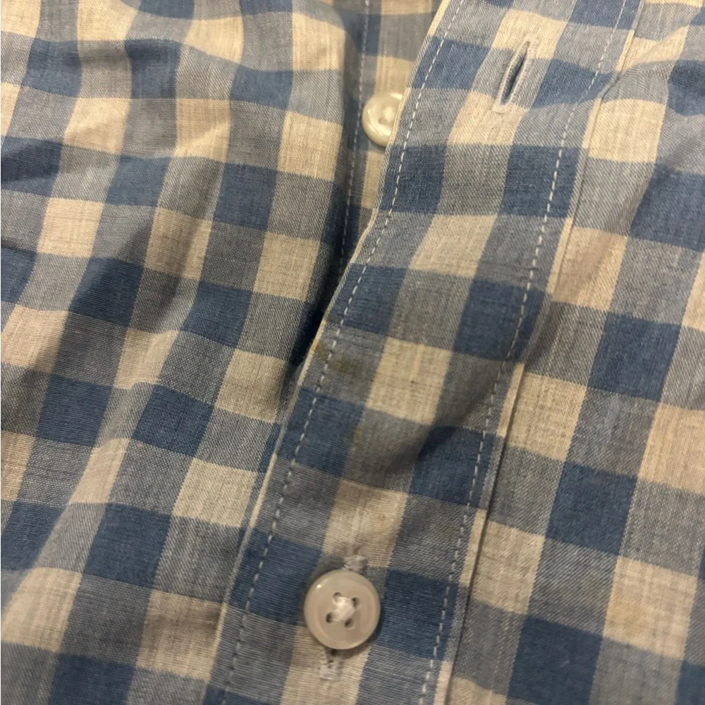 J Crew Mens Gingham Button Up‎ Shirt Size L Blue Long Sleeve Collared